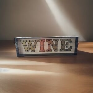 Retro Marquee Lighted "WINE" Sign Large 42" x 13" Barware Electric 26 Bulbs